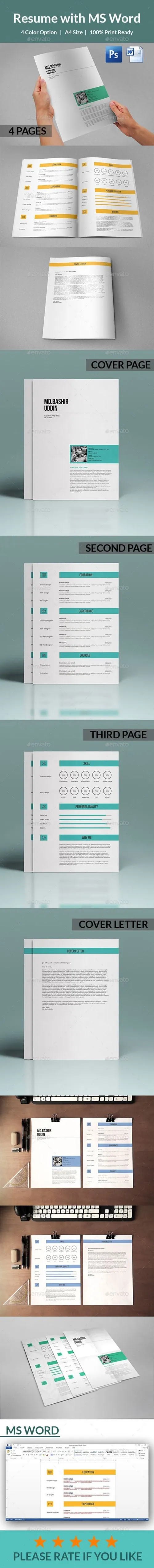 设计师简历求职信多格式模板素材 Resume with MS Word