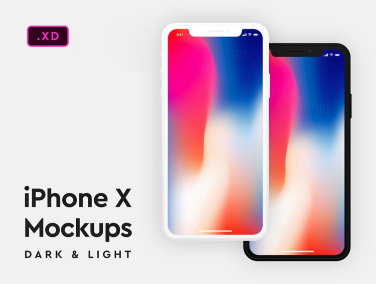iPhoneX手机贴图PSD模板Dark  Light iPhone X