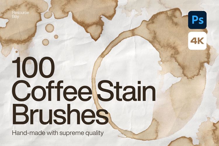 100种咖啡污渍PS笔刷素材 Coffee Stain Ph