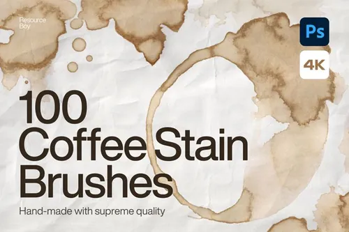 100种咖啡污渍PS笔刷素材 Coffee Stain Ph