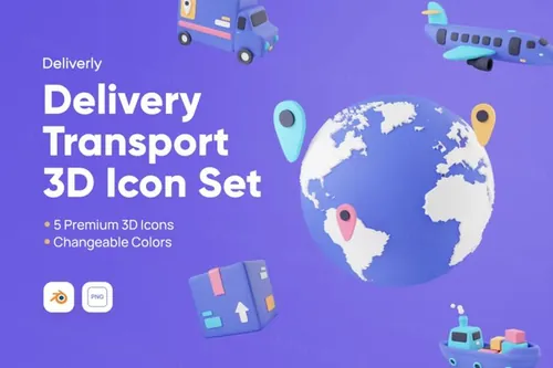 三维渲染卡通全球快递物流运输商业插画素材 Deliverly