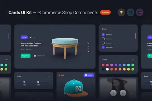 移动端电子商务购物网站界面模块框架UI设计素材