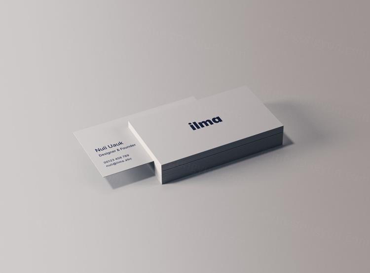 简约名片品牌VI设计贴图展示样机模板免费下载 Minimal