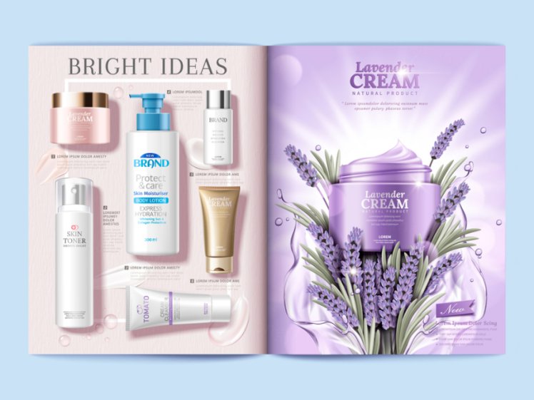 护肤品面霜乳液防晒薰衣草化妆品杂志图册宣传册