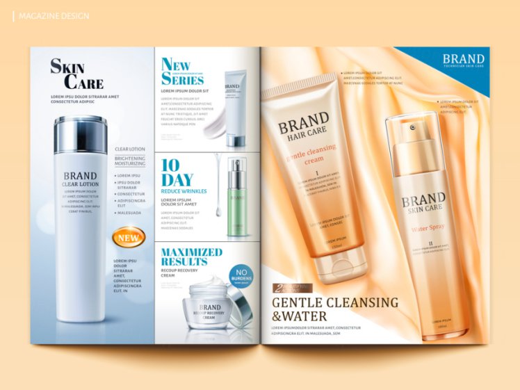 化妆品护肤品洗面奶乳霜杂志图册宣传册模板