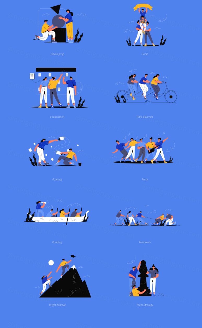 企业团队协作公司团建web插画合集包 Inteam - Team Ma