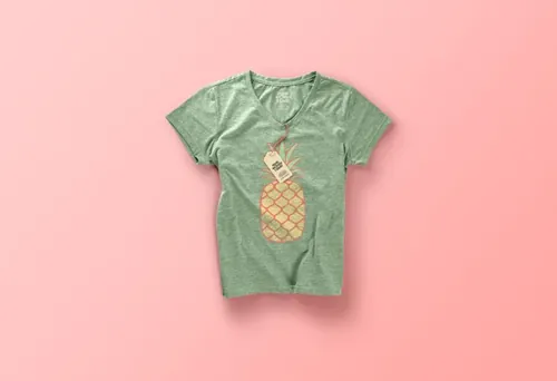 T恤模型PSD贴图模板Woman Psd Marl T-shirt Mockup Vol030