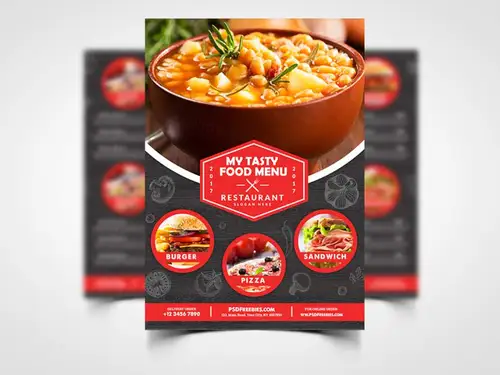 Restaurant Food Menu Flyer 饭店菜单传单PSD模版 设计模版