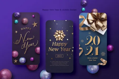 高质量金色圣诞节手机促销海报页面PSD模板素材