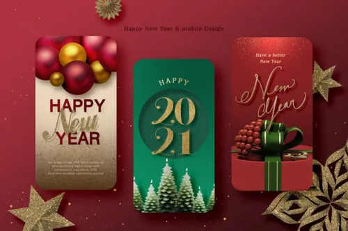 高质量金色圣诞节手机促销海报页面PSD模板素材
