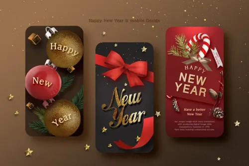 高质量金色圣诞节手机促销海报页面PSD模板素材