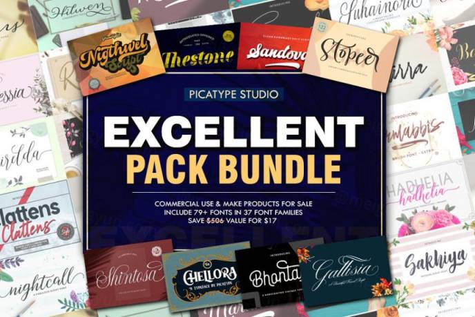 37款不同风格的字体巨无霸捆绑包