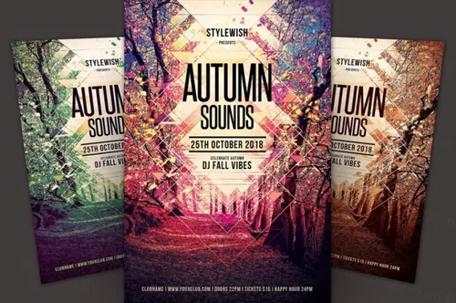 秋季音乐会海报模板 Autumn Sounds Flyer Template