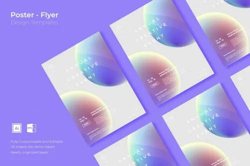 时尚高端简约渐变配色海报宣传单