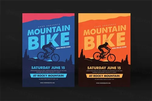 山地自行车比赛传单模板 Mountain Bike Event Flyer