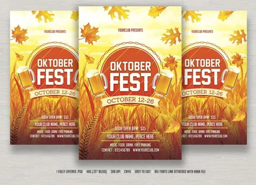 啤酒节宣传单模板 Oktoberfest Flyer Template