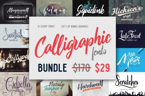 12款手写书法脚本字体套装