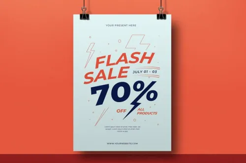 时尚高端简约闪电促销打折SALE海报宣传flash-sale