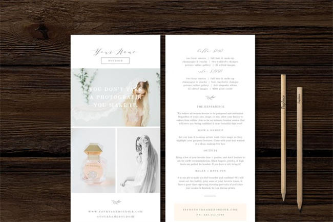婚礼海报模板 Boudoir Rack Card Template
