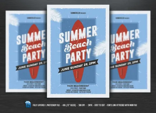 夏季海边海报 Summer Beach Party Flyer