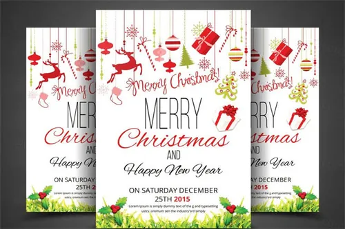 圣诞节活动海报模板 Christmas Party Flyer amp;amp; Invitation