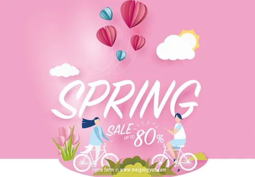 春季促销剪纸风格矢量海报 Spring Sale Vector