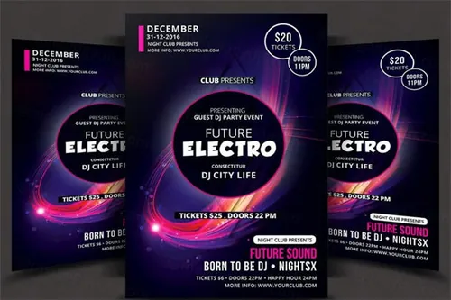 电子音乐海报模板 Electro Music Flyer