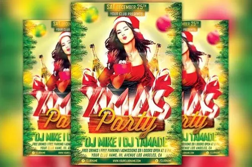 圣诞节派对活动海报模板 Xmas Party Flyer Template