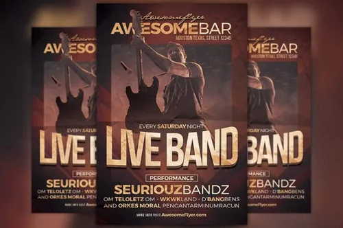 流行乐队海报模板 Live Band Flyer Template