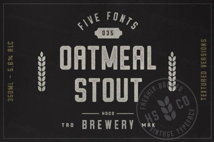 经典粗壮字体 Oatmeal Stout – 5 Styles