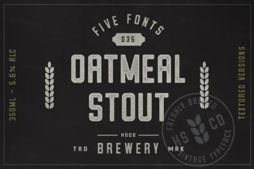 经典粗壮字体 Oatmeal Stout – 5 Styles