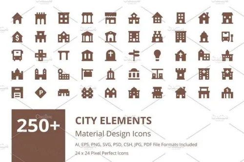 城市建筑图标素材 250  City Elements Material Ico