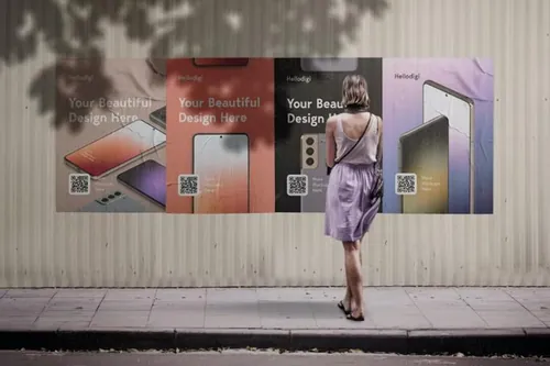 户外皱巴巴的宣传单海报广告设计贴图展示样机PSD模板 Wal