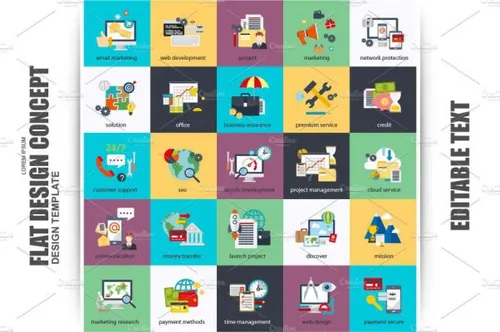 扁平化设计图标素材 Set of Flat Design Icons