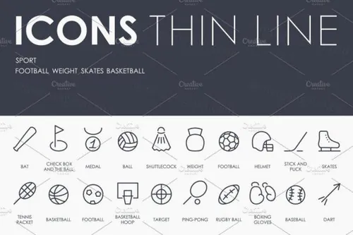 运动矢量图标 Sport thinline icons
