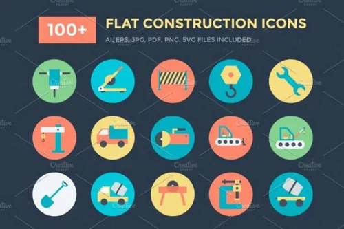 建筑图标素材 100  Flat Construction Icons