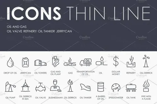 石油气图标素材 Oil and Gas thinline icon