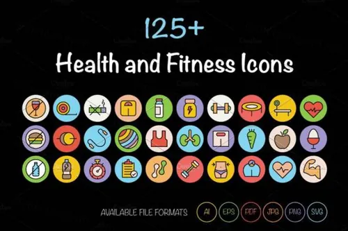 健康和健身图标下载 125  Health and Fitness Icons