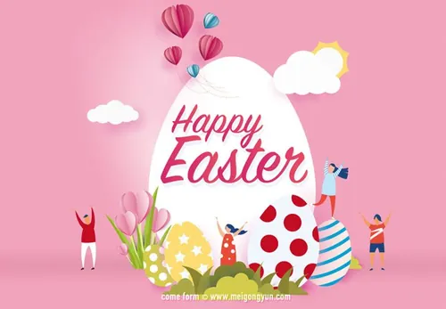 复活节剪纸风格矢量海报 Easter Vector Poster