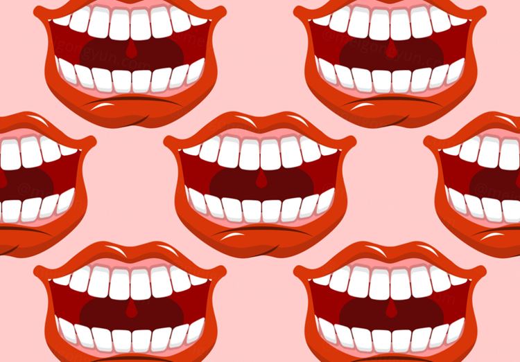 哈哈大笑露出牙齿的大嘴巴