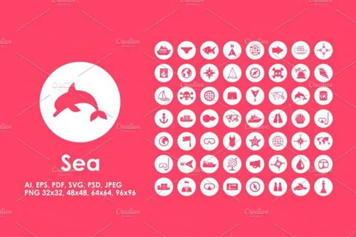 海洋元素矢量图标素材 56 Sea simple icons