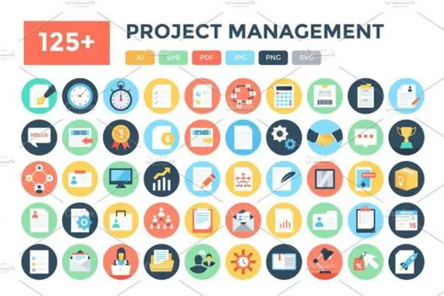 项目管理图标素材 125  Flat Project Management Ic