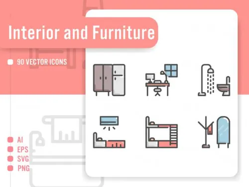 生动的家具居家矢量图标套装图标素材下载