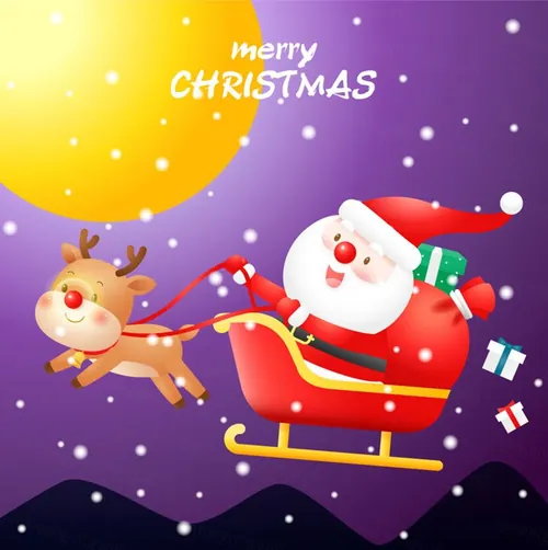 可爱卡通冬季圣诞节新年贺卡AI矢量插画素材