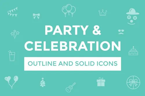 庆祝聚会图标素材 Party and Celebration Vector Ic