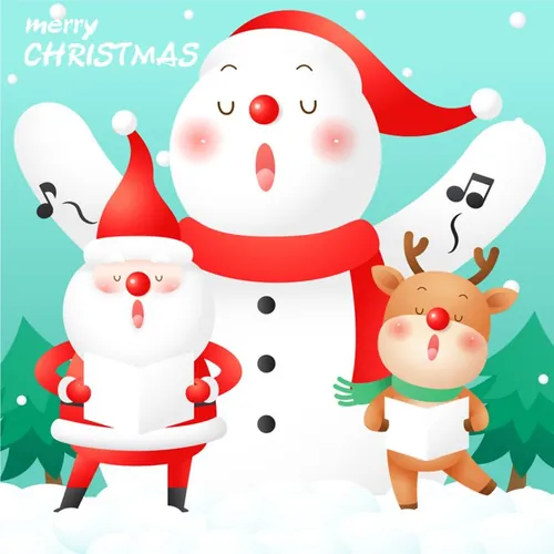 可爱卡通冬季圣诞节新年贺卡AI矢量插画素材