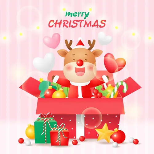 可爱卡通冬季圣诞节新年贺卡AI矢量插画素材