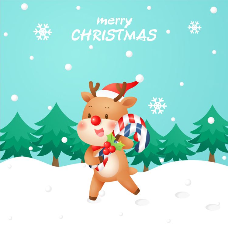 可爱卡通冬季圣诞节新年贺卡AI矢量插画素材