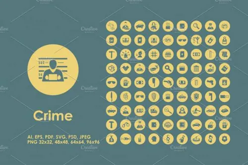 警察矢量图标素材 Crime icons