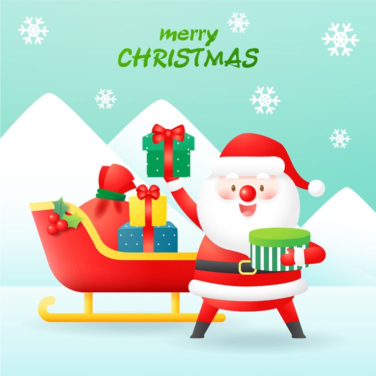 可爱卡通冬季圣诞节新年贺卡AI矢量插画素材